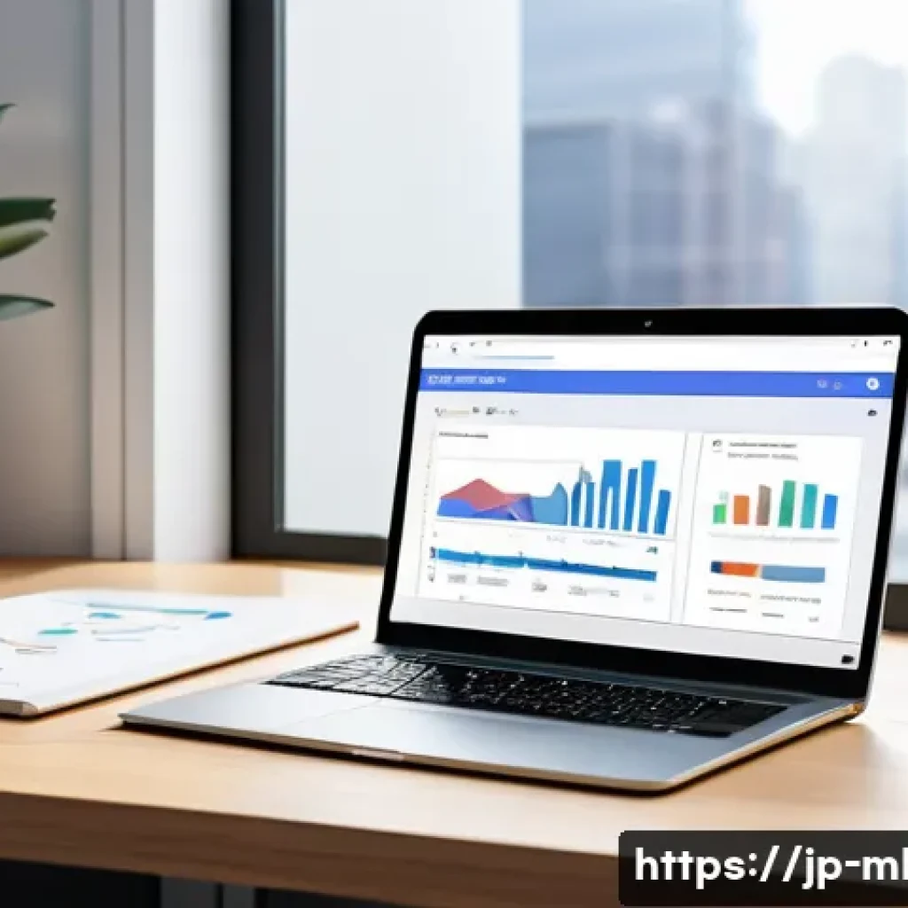 마케팅관리사 관련 취업 포트폴리오 구성법 - A professional digital marketing portfolio scene featuring a clean, modern workspace with a sleek la...