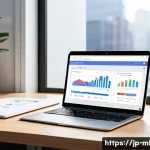 마케팅관리사 관련 취업 포트폴리오 구성법 - A professional digital marketing portfolio scene featuring a clean, modern workspace with a sleek la...