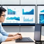 마케팅관리사 실기 시험에서 강조되는 기술 - A modern Japanese office setting with a diverse team of young marketing professionals analyzing cust...
